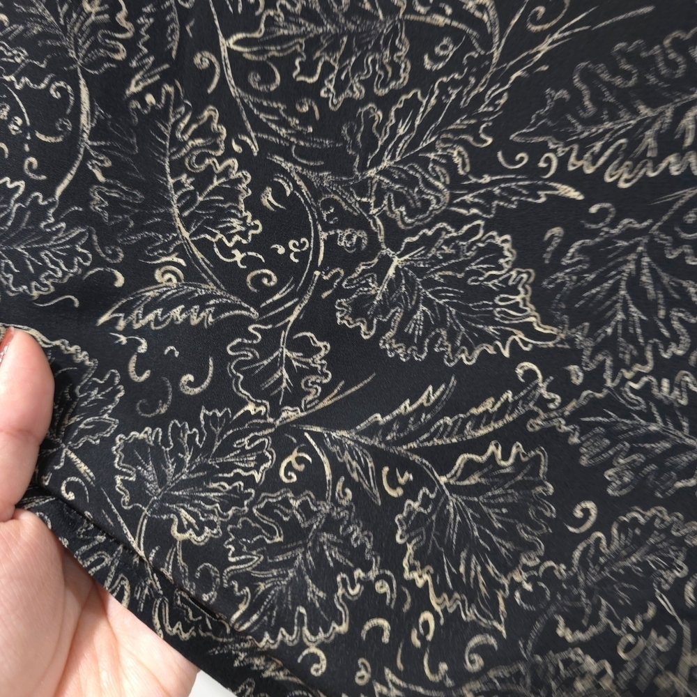 Jones New York Vintage Deadstock Black Tan Patterned Short Sleeve 100% Silk Top - Picture 11 of 14